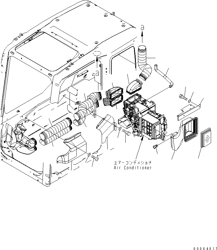 Схема запчастей Komatsu PC300LC-7E0 - КАБИНА (ПЛАСТИНЫ И ВОЗДУХОВОД) КАБИНА ОПЕРАТОРА И СИСТЕМА УПРАВЛЕНИЯ