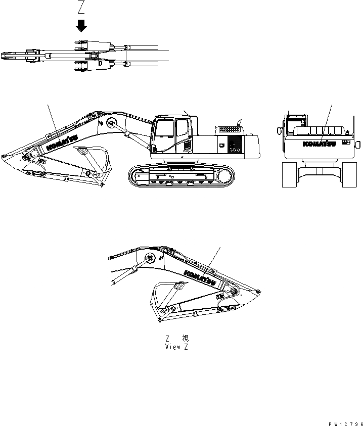 Схема запчастей Komatsu PC300LC-7E0 - ЛОГОТИП - БОЛЬШ. МАРКИРОВКА