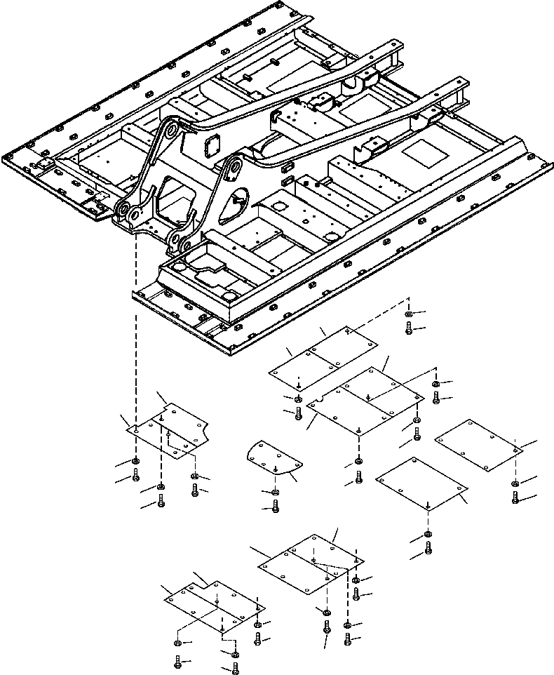 Схема запчастей Komatsu PC300LL-6 - FIG. J-A ОСНОВНАЯ РАМА - НИЖН.КРЫШКАС ДОПОЛН. ПРОТИВОВЕС ОСНОВНАЯ РАМА И ЕЕ ЧАСТИ