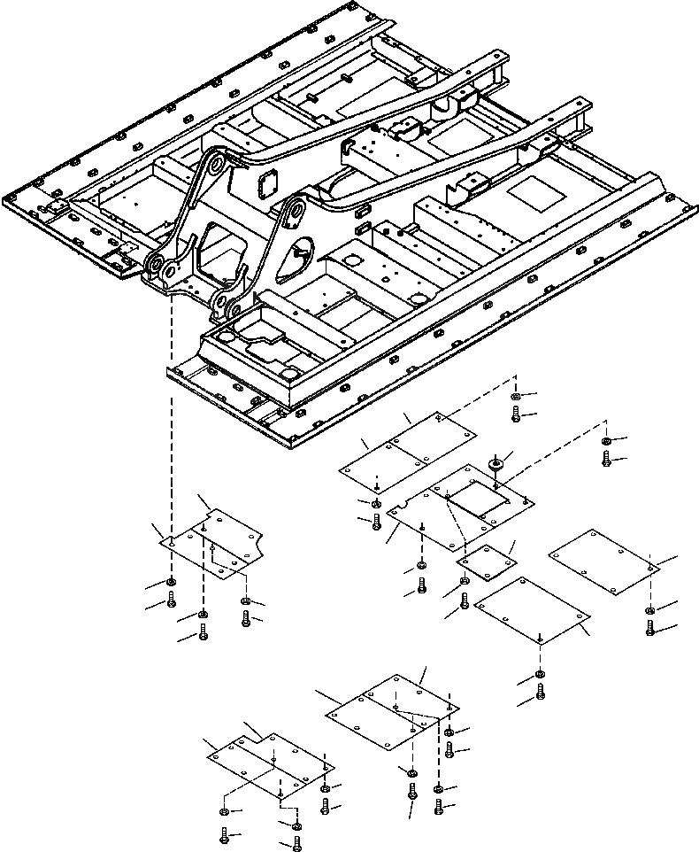 Схема запчастей Komatsu PC300LL-6 - FIG. J-A ОСНОВНАЯ РАМА - НИЖН.КРЫШКАБЕЗ ДОПОЛН. ПРОТИВОВЕС ОСНОВНАЯ РАМА И ЕЕ ЧАСТИ