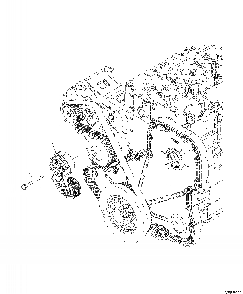 Схема запчастей Komatsu PC300LL-7E0 - A-AB ПРИВОД ГЕНЕРАТОРА НАТЯЖИТЕЛЬ РЕМНЯ ДВИГАТЕЛЬ