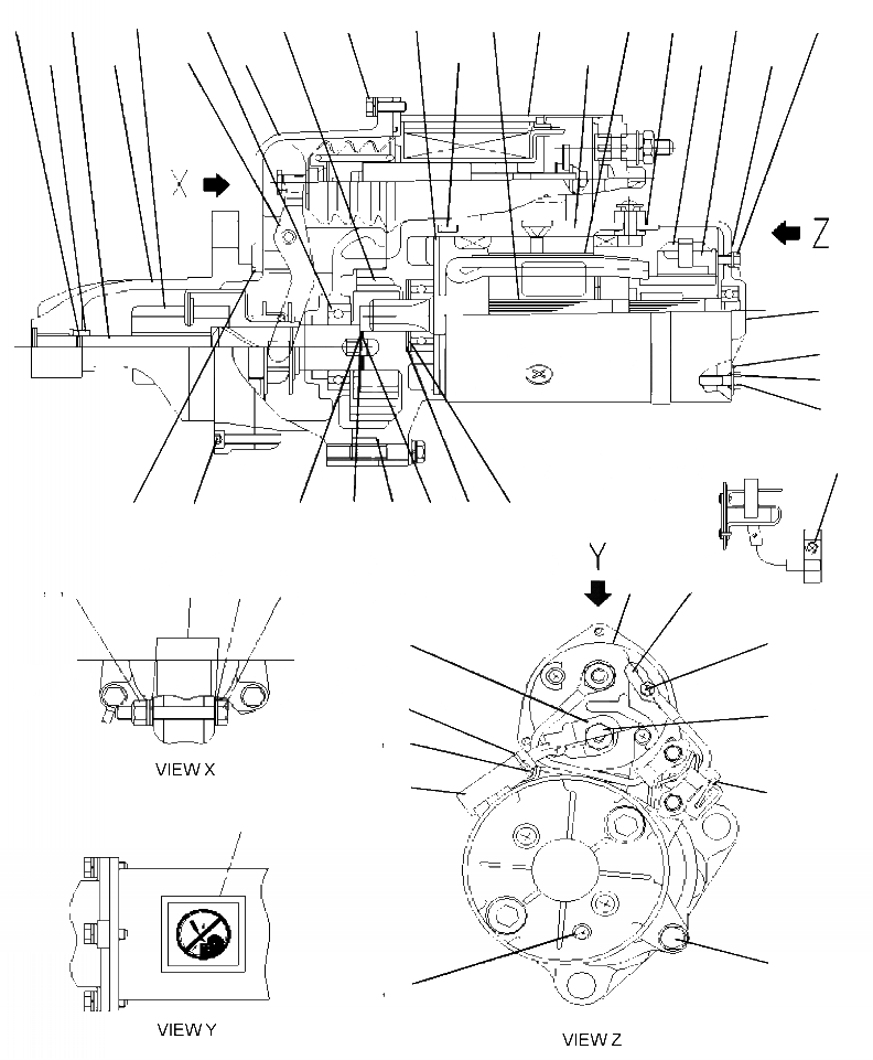 Схема запчастей Komatsu PC300LL-7E0 - A-AA СТАРТЕР NIKKO V - KW ДВИГАТЕЛЬ