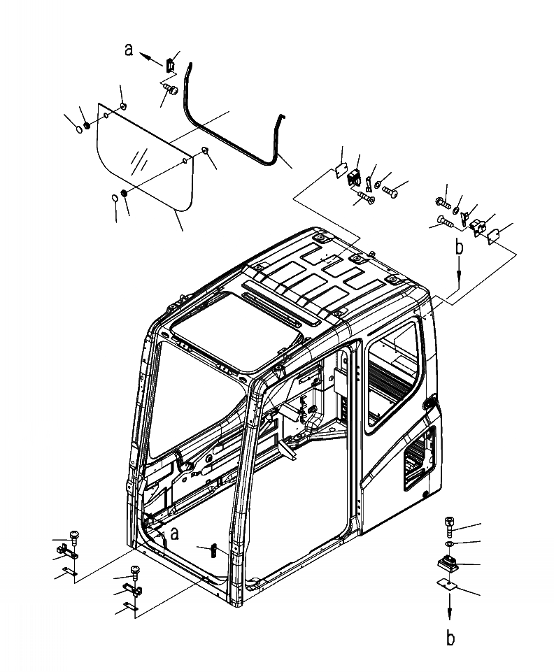 Схема запчастей Komatsu PC300LL-7E0 - K-H КАБИНА ПЕРЕДН. НИЖН. ОКНА OPERATOR\XD S ОБСТАНОВКА И СИСТЕМА УПРАВЛЕНИЯ