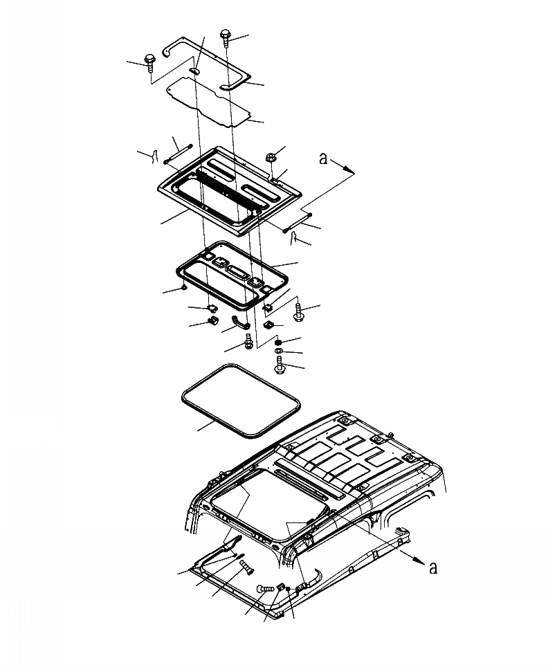 Схема запчастей Komatsu PC300LL-7E0 - K-H КАБИНА ОКНО В КРЫШЕ OPERATOR\XD S ОБСТАНОВКА И СИСТЕМА УПРАВЛЕНИЯ