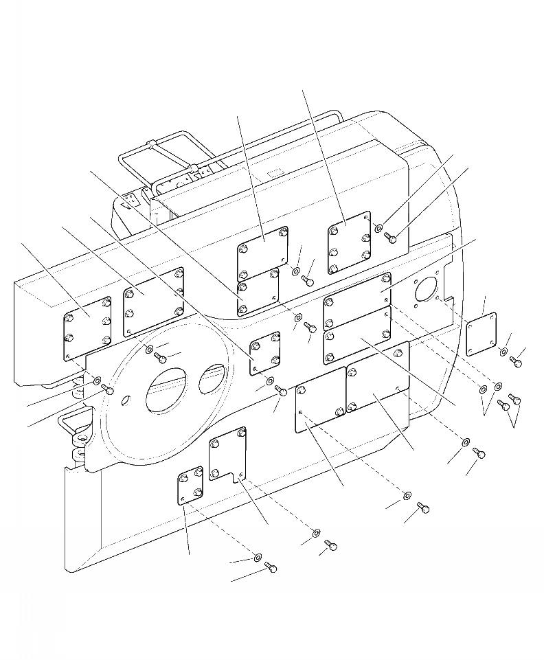 Схема запчастей Komatsu PC300LL-7E0 - M8-A ОСНОВНАЯ РАМА НИЖН.COVER ЧАСТИ КОРПУСА