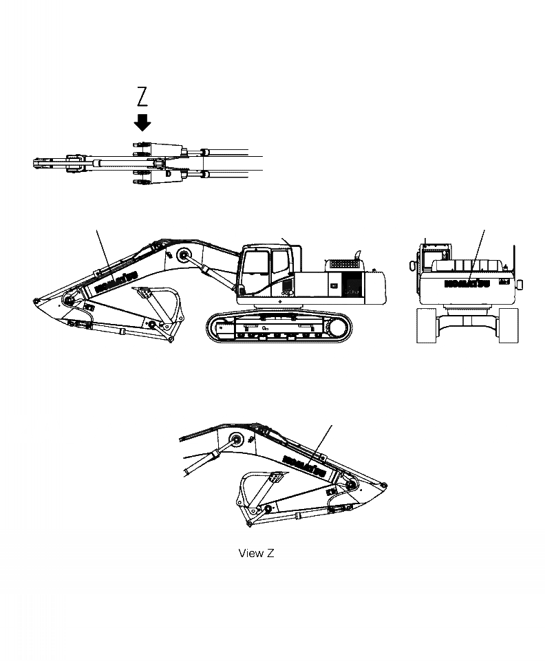 Схема запчастей Komatsu PC300LL-7E0 - U-A ЛОГОТИП - БОЛЬШ. МАРКИРОВКА