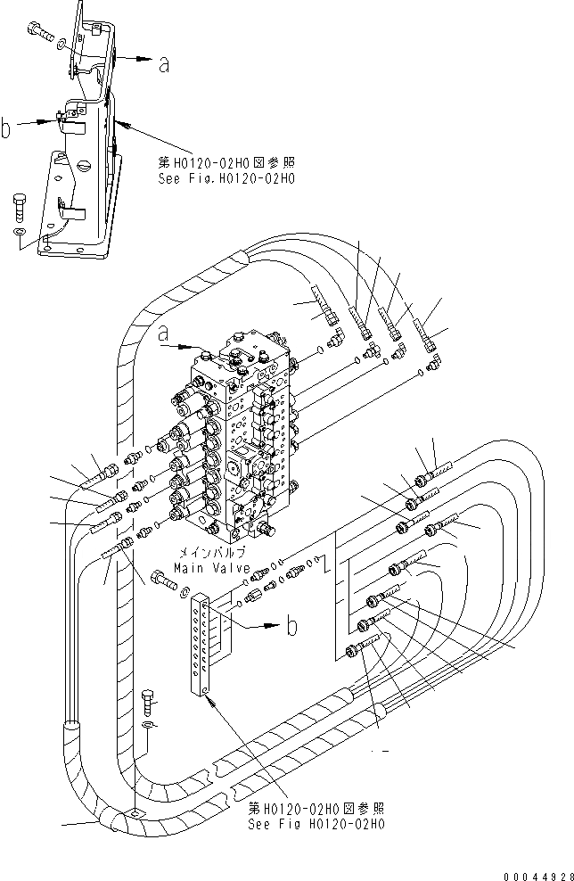 Схема запчастей Komatsu PC308USLC-3E0-W1 - ОСНОВН. ЛИНИЯ PPC (ШЛАНГИ) ГИДРАВЛИКА