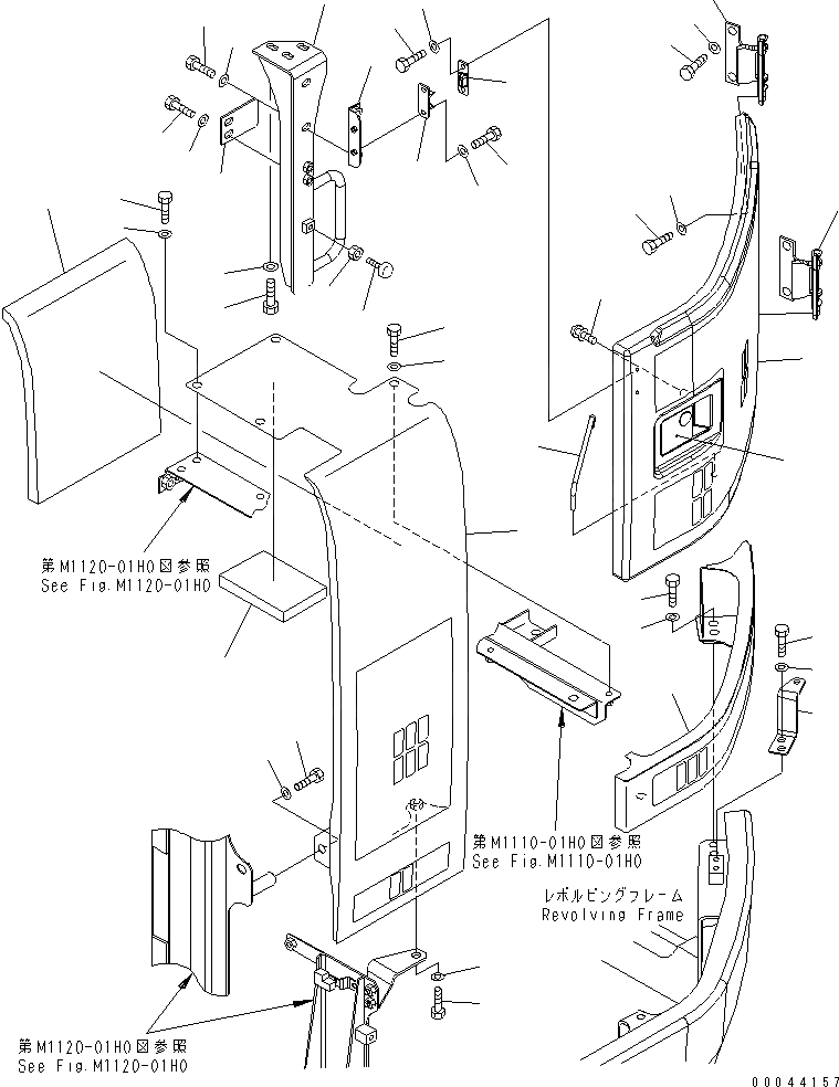 Схема запчастей Komatsu PC308USLC-3E0-W1 - ЛЕВ. COVER ЧАСТИ КОРПУСА