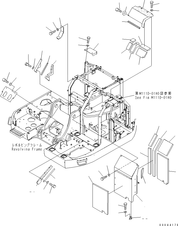 Схема запчастей Komatsu PC308USLC-3E0-W1 - ПЕРЕГОРОДКА. (COVER) (/) ЧАСТИ КОРПУСА