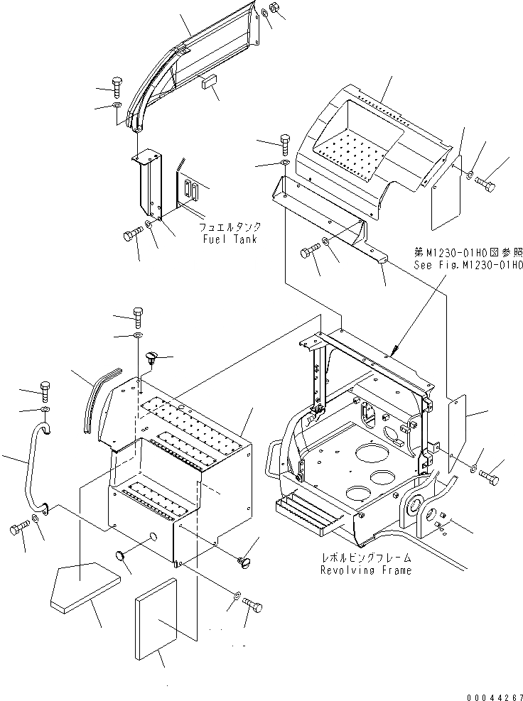 Схема запчастей Komatsu PC308USLC-3E0-W1 - ПЕРЕДН. КРЫШКА(COVER) (/) ЧАСТИ КОРПУСА