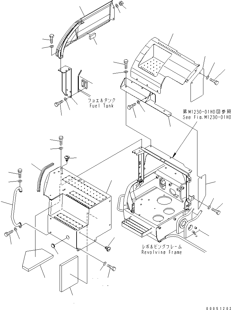 Схема запчастей Komatsu PC308USLC-3E0-W1 - ПЕРЕДН. КРЫШКА(COVER) (/) ( АКТУАТОР) ЧАСТИ КОРПУСА