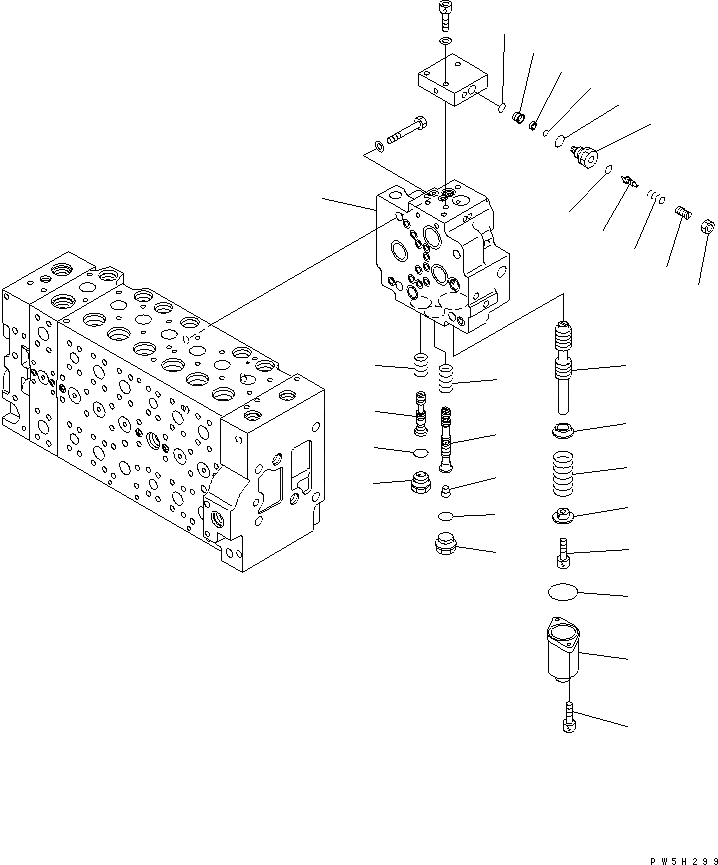 Схема запчастей Komatsu PC308USLC-3E0-W1 - ОСНОВН. КЛАПАН (-АКТУАТОР) (/9) ОСНОВН. КОМПОНЕНТЫ И РЕМКОМПЛЕКТЫ