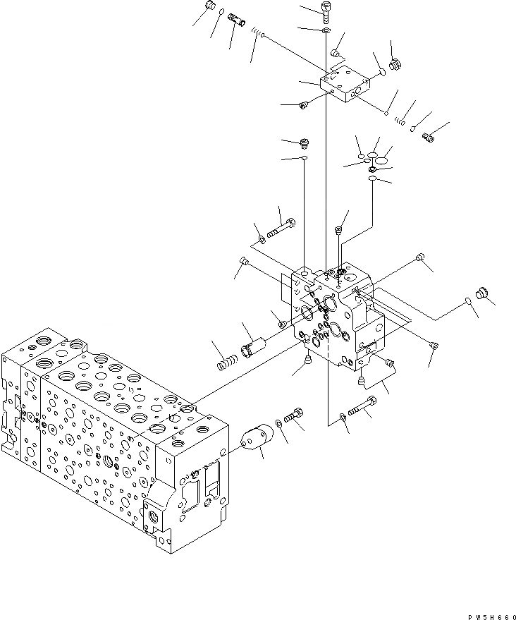 Схема запчастей Komatsu PC308USLC-3E0-W1 - ОСНОВН. КЛАПАН (-АКТУАТОР) (/9) ОСНОВН. КОМПОНЕНТЫ И РЕМКОМПЛЕКТЫ