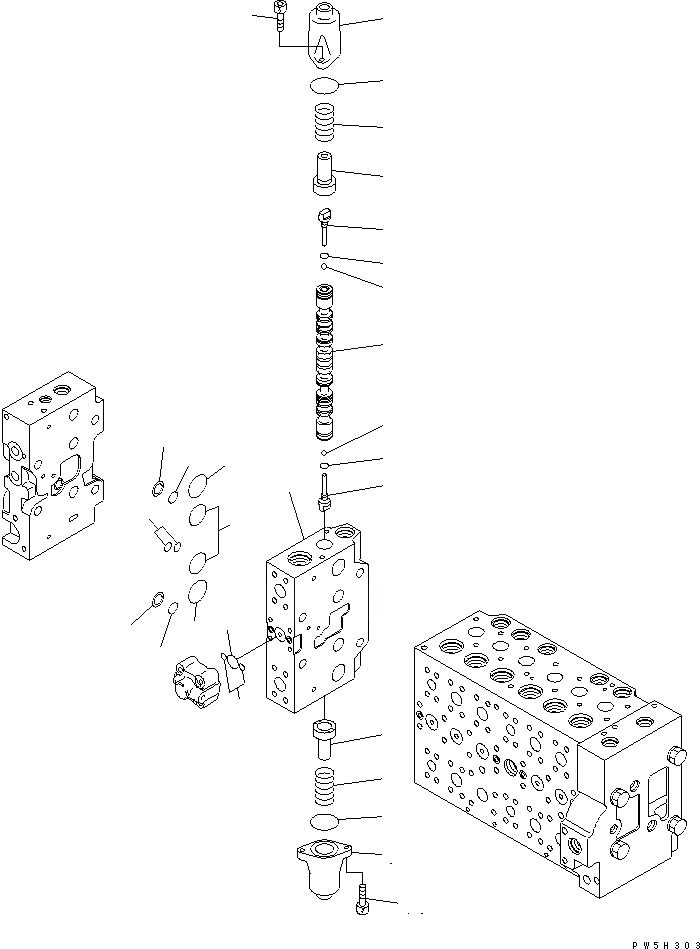 Схема запчастей Komatsu PC308USLC-3E0-W1 - ОСНОВН. КЛАПАН (-АКТУАТОР) (7/9) ОСНОВН. КОМПОНЕНТЫ И РЕМКОМПЛЕКТЫ