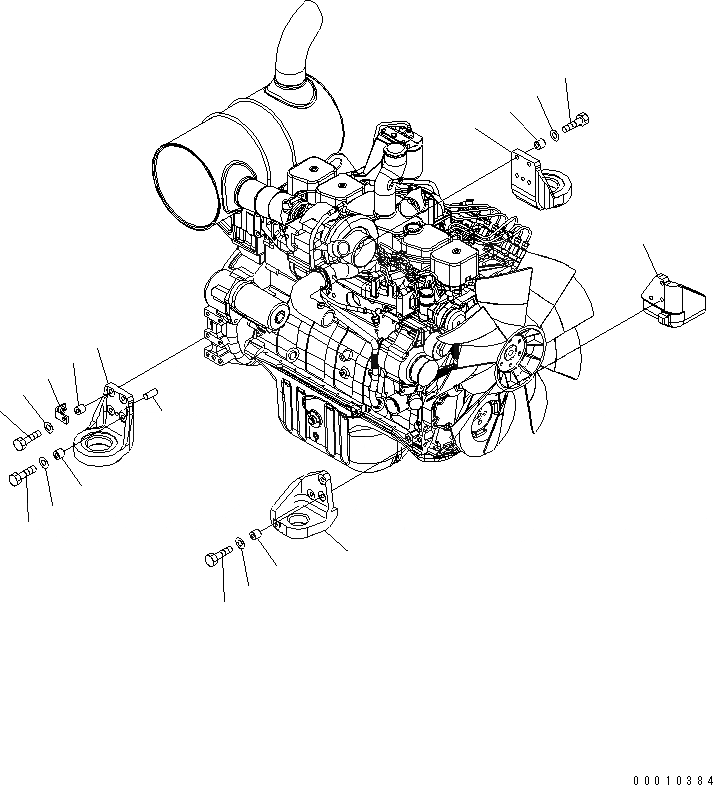 Схема запчастей Komatsu PC308USLC-3 - КРЕПЛЕНИЕ ДВИГАТЕЛЯ (КОРПУС)(№-) КОМПОНЕНТЫ ДВИГАТЕЛЯ