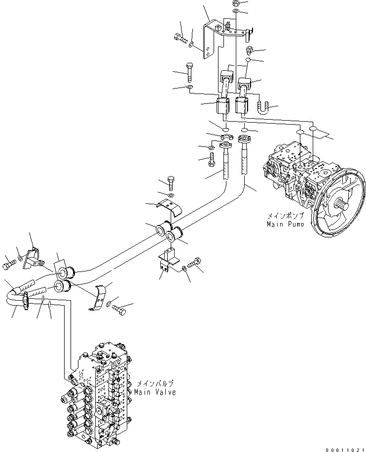 Схема запчастей Komatsu PC308USLC-3 - ЛИНИЯ ПОДАЧИ(№-) ГИДРАВЛИКА