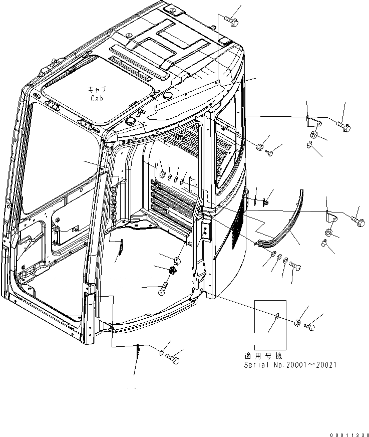 Схема запчастей Komatsu PC308USLC-3 - КАБИНА (RAIL)(№-) КАБИНА ОПЕРАТОРА И СИСТЕМА УПРАВЛЕНИЯ