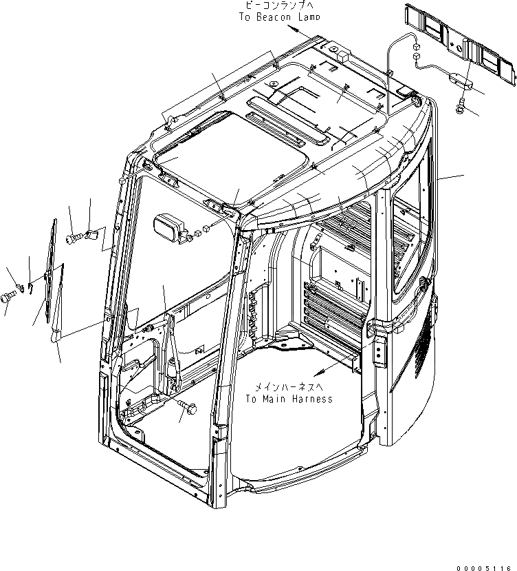 Схема запчастей Komatsu PC308USLC-3 - КАБИНА (ДВОРНИКИ И ОСВЕЩЕНИЕ)(№-) КАБИНА ОПЕРАТОРА И СИСТЕМА УПРАВЛЕНИЯ