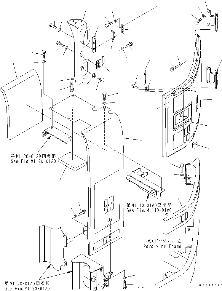 Схема запчастей Komatsu PC308USLC-3 - ЛЕВ. COVER(№-) ЧАСТИ КОРПУСА