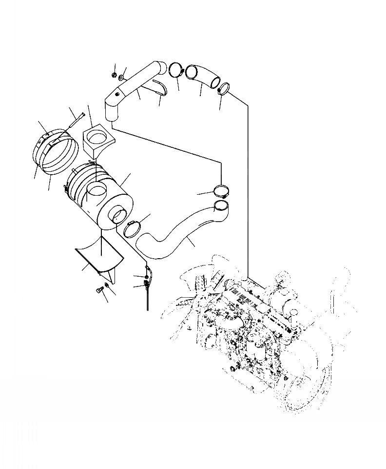 Схема запчастей Komatsu PC350HD-8 - B-A СОЕДИНЕНИЯ ВОЗДУХООЧИСТИТЕЛЯС ПРЕФИЛЬТР КОМПОНЕНТЫ ДВИГАТЕЛЯ