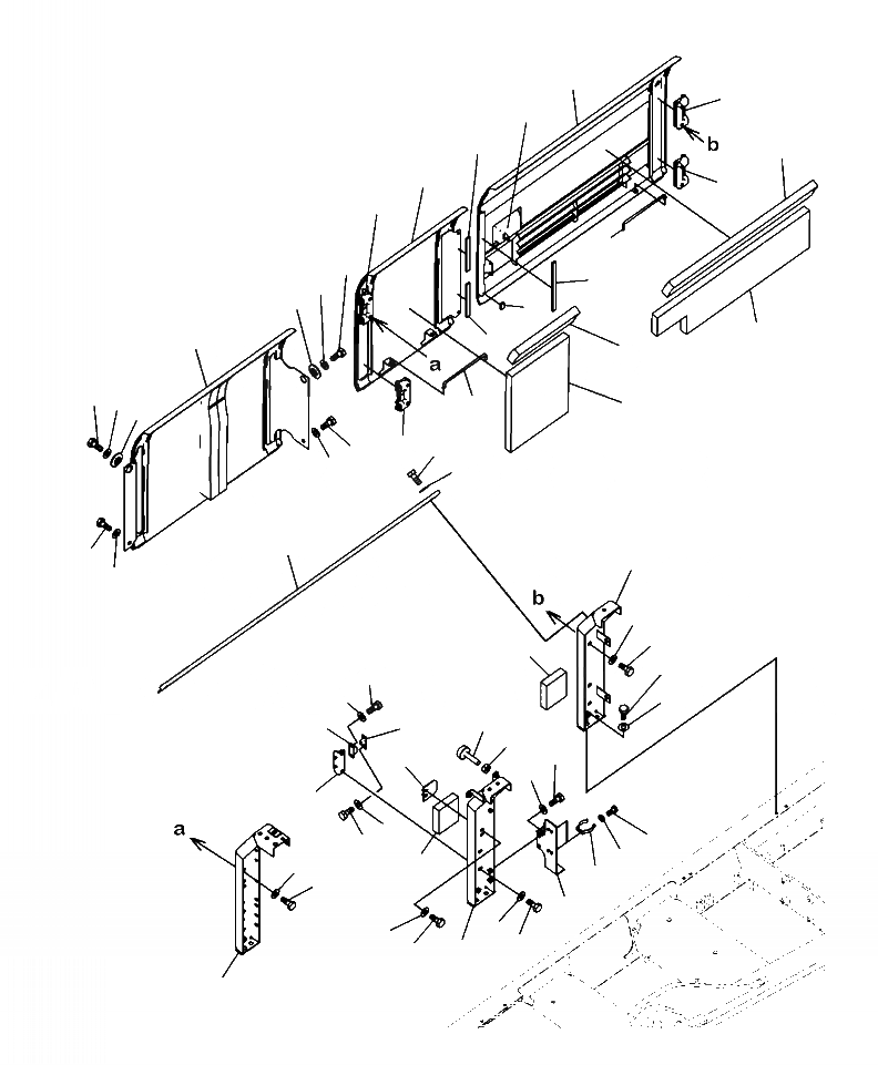 Схема запчастей Komatsu PC350HD-8 - M-A КАБИНА ПРАВ. ДВЕРЬ ЧАСТИ КОРПУСА