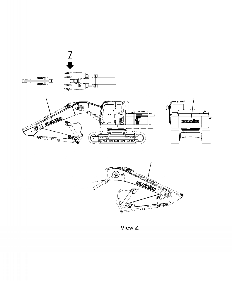 Схема запчастей Komatsu PC350HD-8 - U-A ЛОГОТИП KOMATSUСТРЕЛА И ПРОТИВОВЕС МАРКИРОВКА