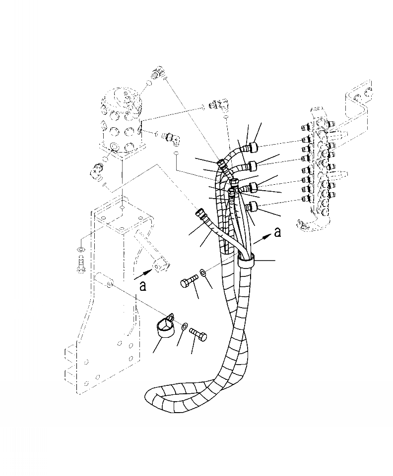 Схема запчастей Komatsu PC350LC-8 - H8-A MULTI PATTERN КЛАПАН ШЛАНГИ И КРЕПЛЕНИЕ - WAY ( A-A ) ГИДРАВЛИКА