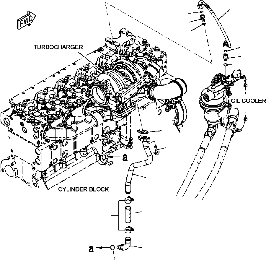 Схема запчастей Komatsu PC350LL-7E0 - A-AA8 МАСЛОПРОВОДЯЩИЕ ТРУБКИ ТУРБОНАГНЕТАТЕЛЯ ДВИГАТЕЛЬ