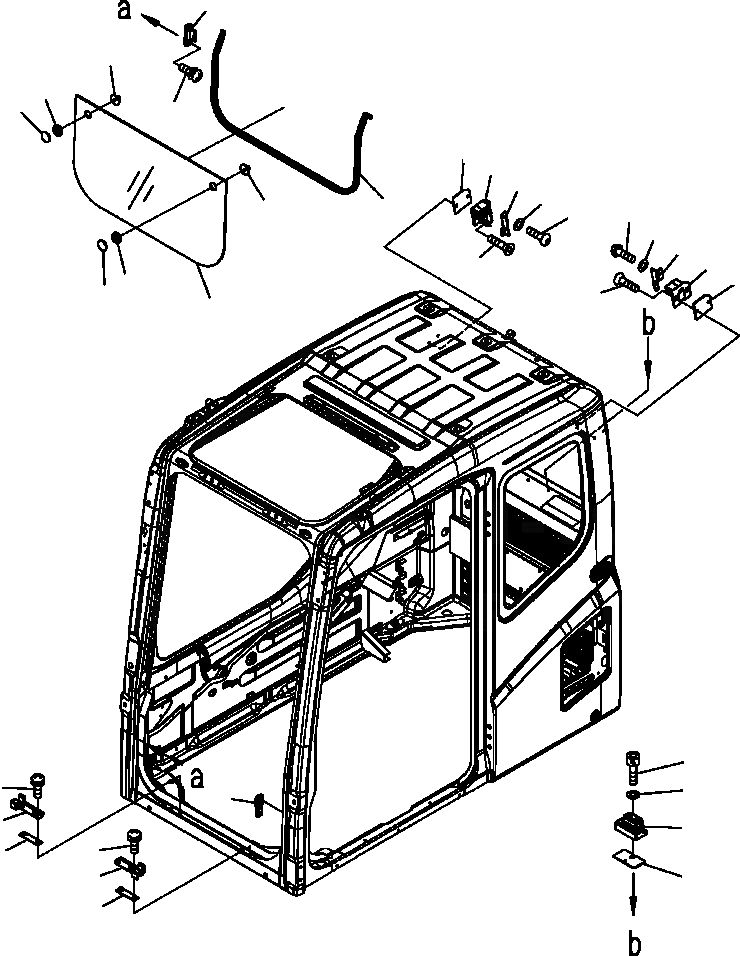 Схема запчастей Komatsu PC350LL-7E0 - K-H КАБИНА ПЕРЕДН. НИЖН. ОКНА OPERATOR\XD S ОБСТАНОВКА И СИСТЕМА УПРАВЛЕНИЯ