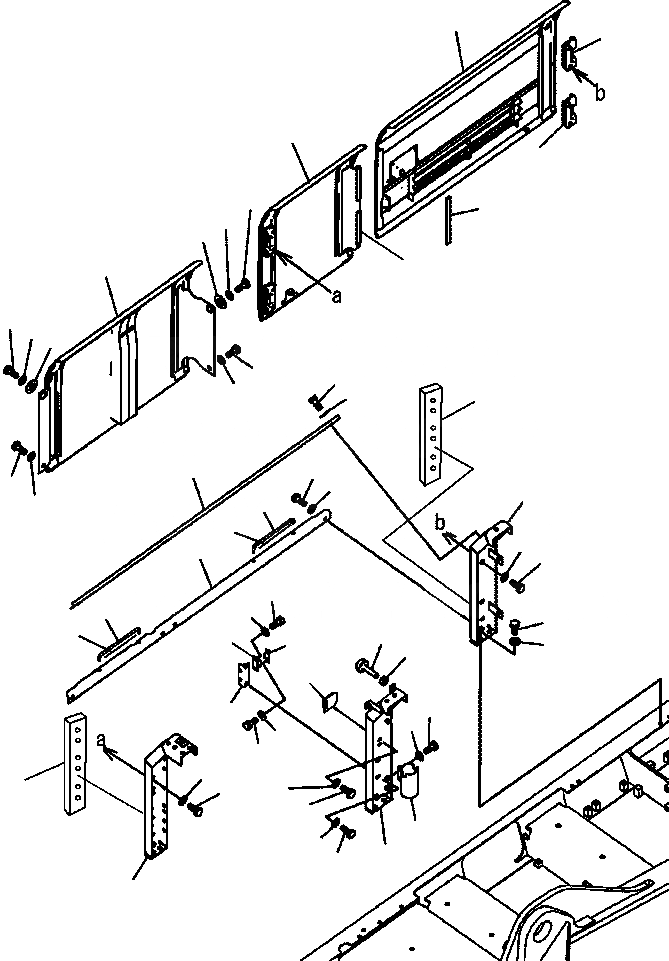 Схема запчастей Komatsu PC350LL-7E0 - M-H КАБИНА ПРАВ. ДВЕРЬ ЧАСТИ КОРПУСА