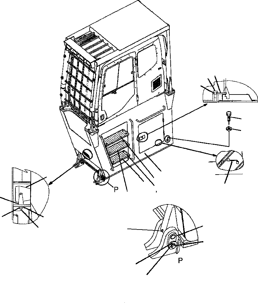 Схема запчастей Komatsu PC350LL-7E0 - M8-A КАБИНА RISER 8 INCH ЧАСТИ КОРПУСА