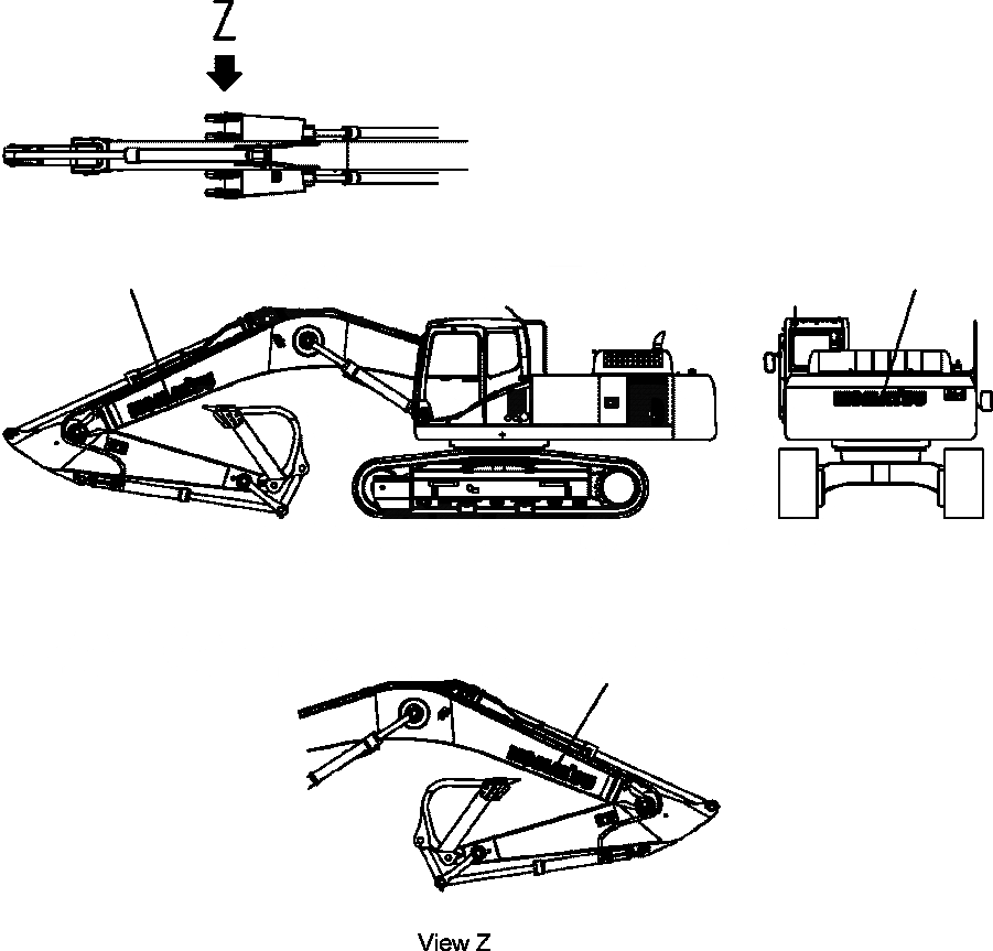 Схема запчастей Komatsu PC350LL-7E0 - U-A ЛОГОТИП - БОЛЬШ. МАРКИРОВКА