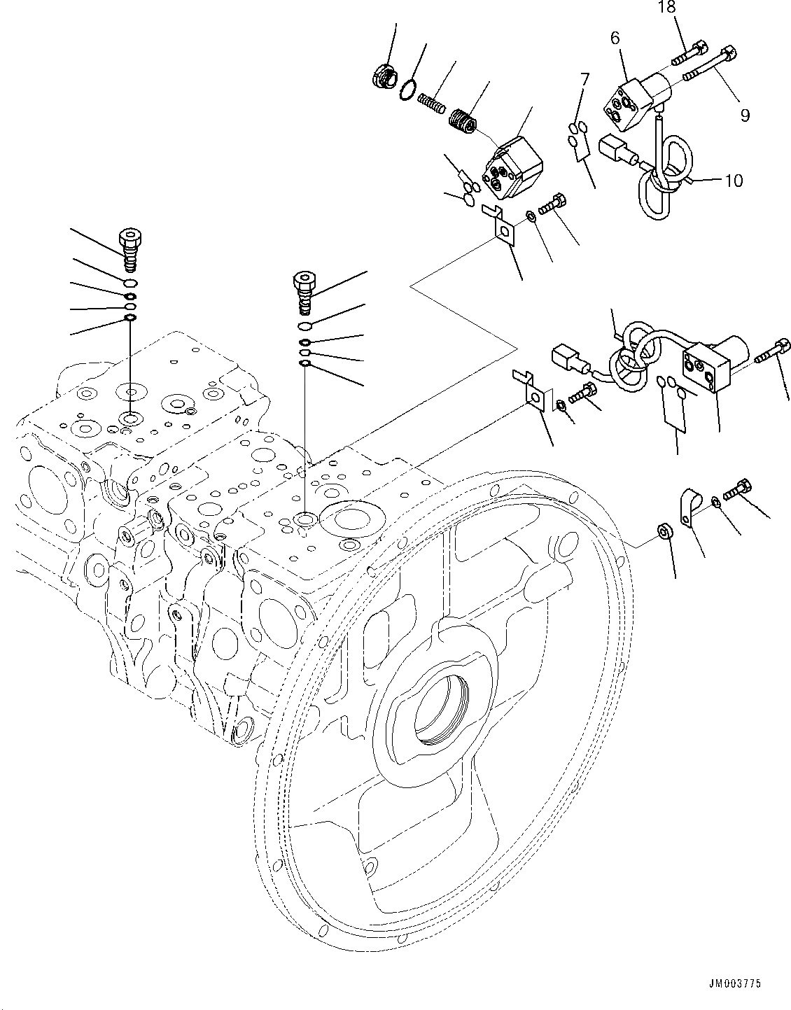 Схема запчастей Komatsu PC350LC-8 - ОСНОВН. ПОРШЕНЬ НАСОС ВНУТР. ЧАСТИ (/) (№B-) ОСНОВН. ПОРШЕНЬ НАСОС