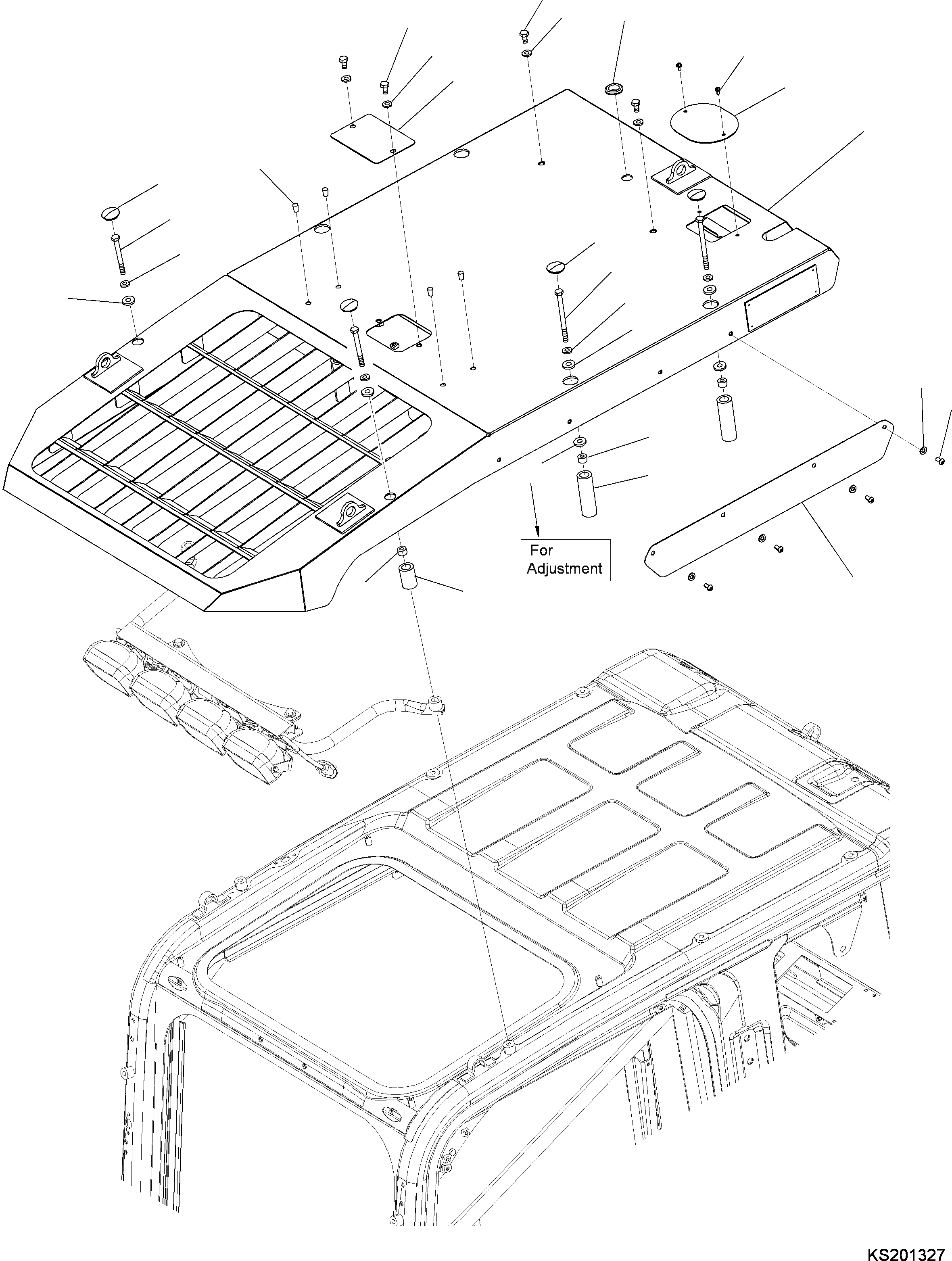 Схема запчастей Komatsu PC360NLC-10 - ВЕРХНЯЯ ЗАЩИТА (ДЛЯ ОСВЕЩЕНИЕS) (№K-) ВЕРХНЯЯ ЗАЩИТА, LV