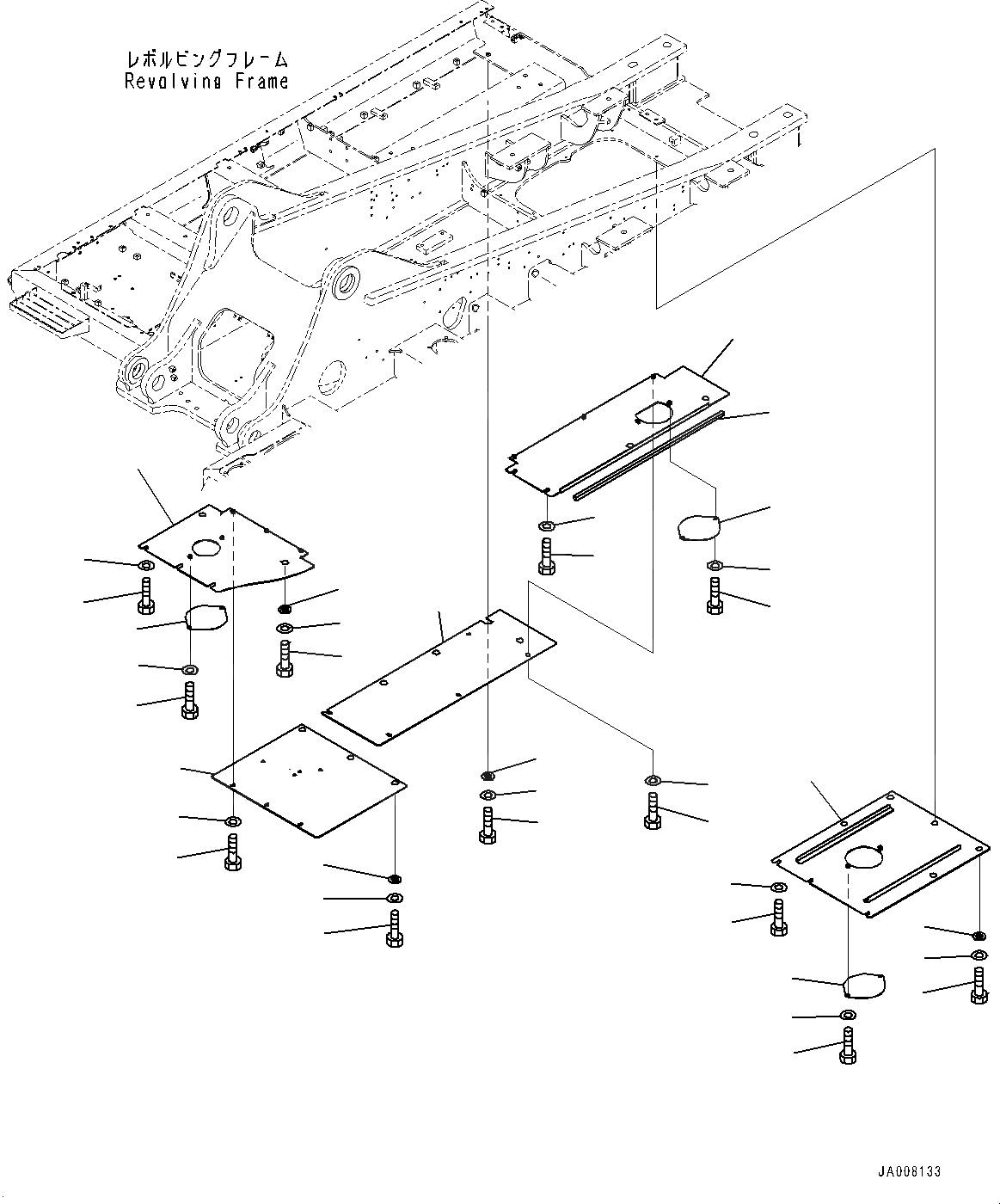 Схема запчастей Komatsu PC360NLC-10 - НИЖН. КРЫШКА, С ЗАПРАВОЧН. НАСОС, ЦЕНТР. И RHS НИЖН. КРЫШКА, С ЗАПРАВОЧН. НАСОС