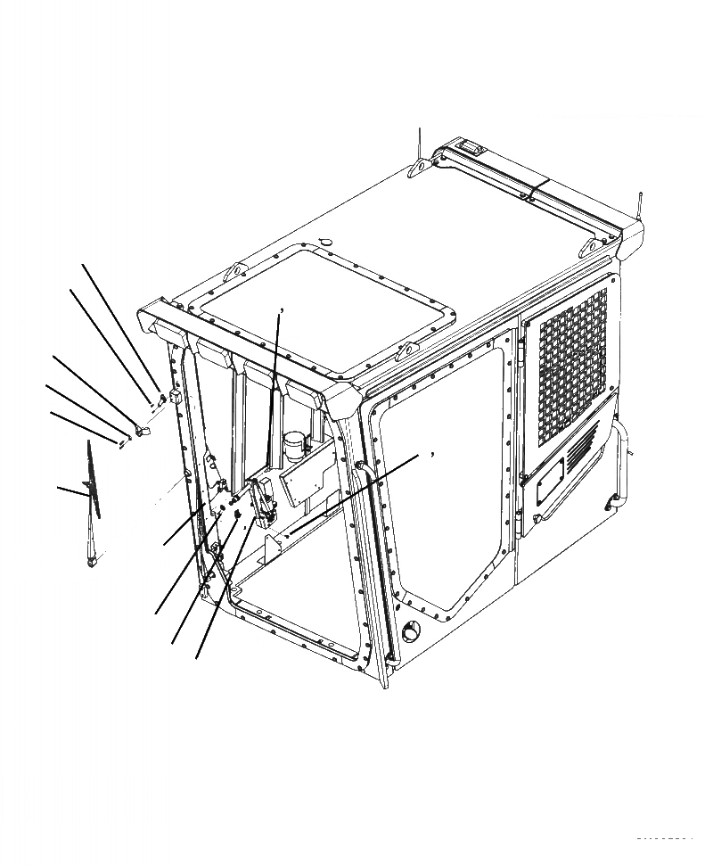 Схема запчастей Komatsu PC390LL-10 A50601 - K-7 КАБИНА ВЕРХН. ДВОРНИКИ OPERATORS ОБСТАНОВКА И СИСТЕМА УПРАВЛЕНИЯ