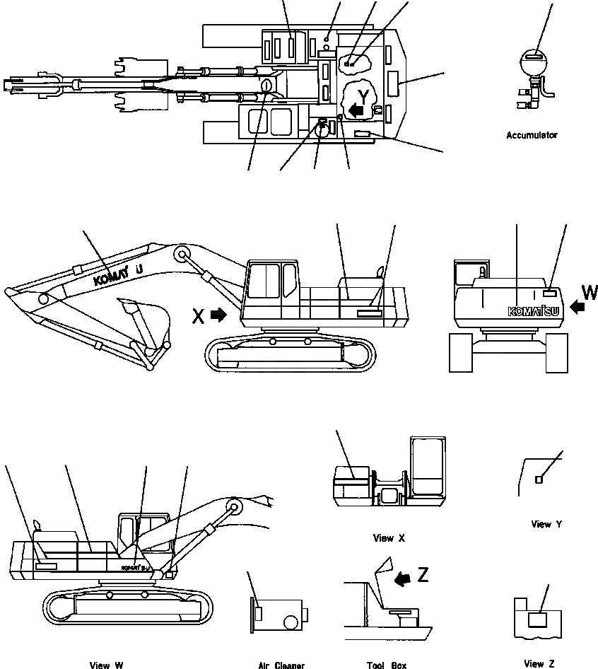 Схема запчастей Komatsu PC400LC-5 - МАРКИРОВКА ШАССИ МАРКИРОВКАS