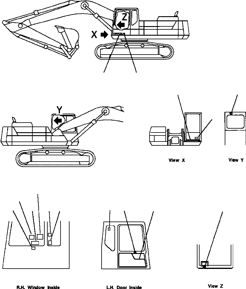 Схема запчастей Komatsu PC400LC-5 - МАРКИРОВКА КАБИНА  МАРКИРОВКАS
