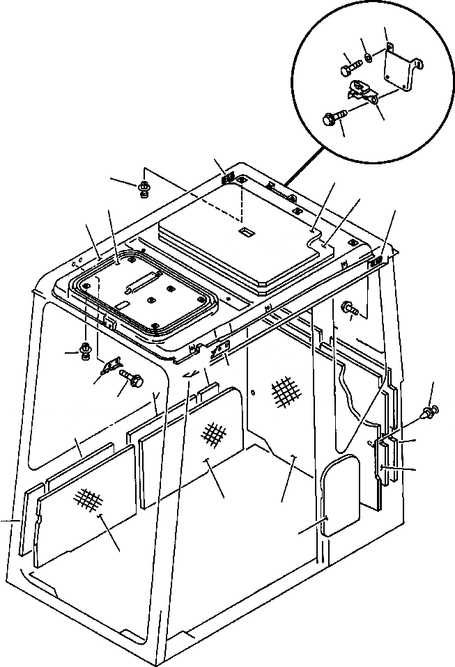 Схема запчастей Komatsu PC400LC-5 - КАБИНА ASSEMBLY КАБИНА КРЫША И  INSULATION ЧАСТИ КОРПУСА