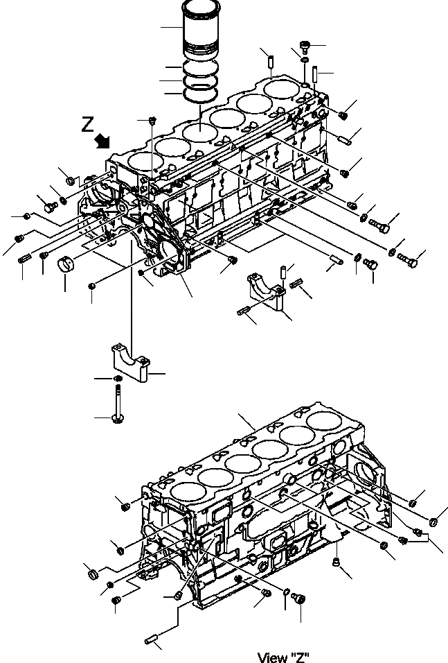 Схема запчастей Komatsu PC400LC-6LK - FIG. A-AJ БЛОК ЦИЛИНДРОВ - ОСНОВН. ASSEMBLY ДВИГАТЕЛЬ