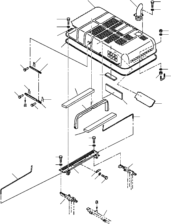Схема запчастей Komatsu PC400LC-6LK - FIG. M-A КАПОТ ЧАСТИ КОРПУСА