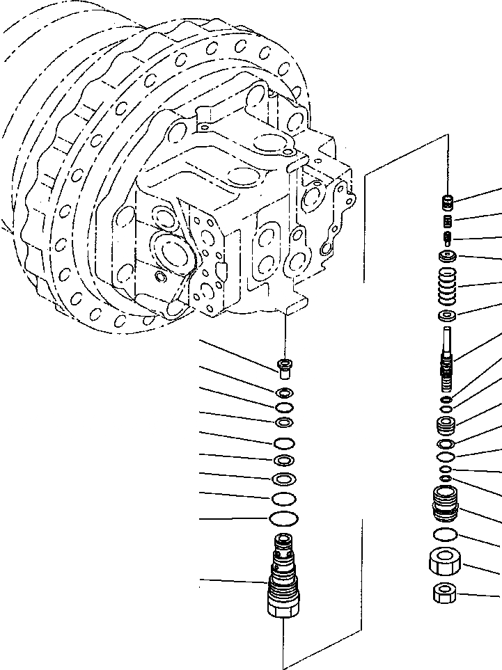 Схема запчастей Komatsu PC400LC-6LK - FIG. P-AA МОТОР ХОДА - РАЗГРУЗ. КЛАПАН НИЖНЯЯ ГИДРОЛИНИЯ И ЛИНИЯ ХОДА