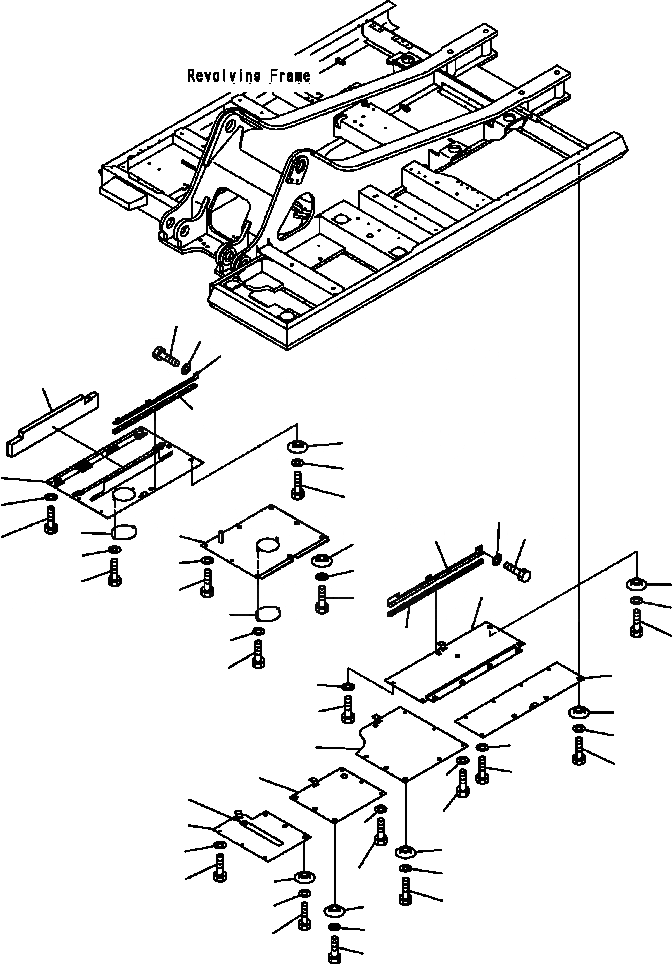 Схема запчастей Komatsu PC400LC-6LM - FIG. M8-AB НИЖН. КРЫШКА - ОСНОВНАЯ РАМА - УСИЛ. ЧАСТИ КОРПУСА