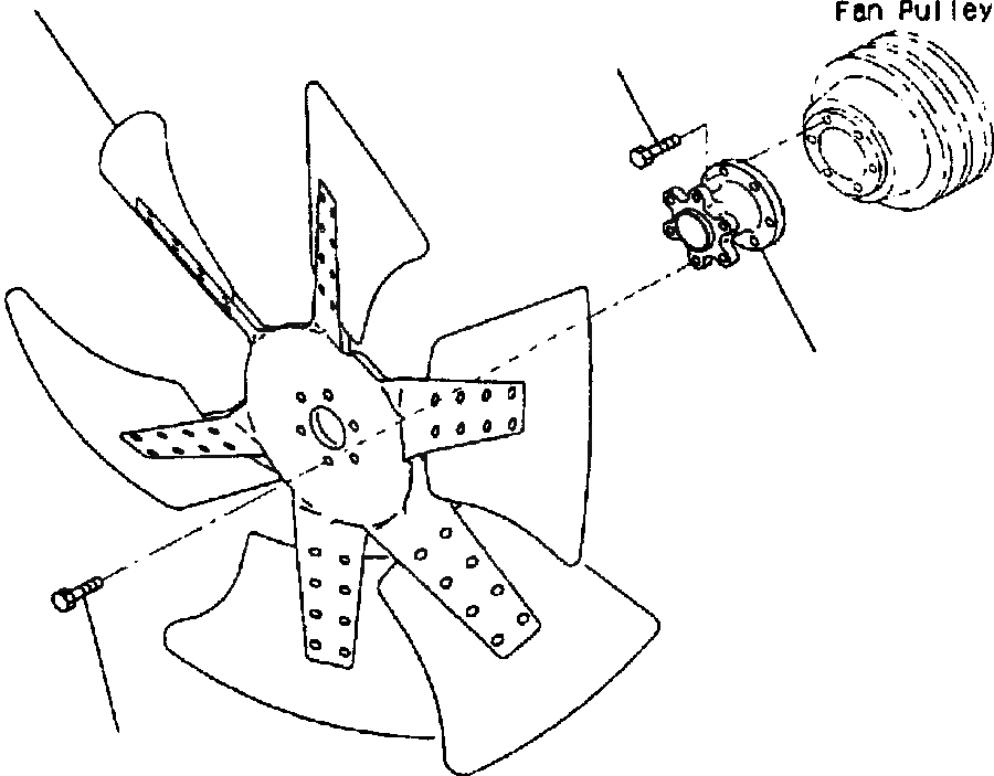 Схема запчастей Komatsu PC400LC-6LK - ВЕНТИЛЯТОР ОХЛАЖДЕНИЯ ДЛЯ 98MM DIAMETER ШКИВ ДВИГАТЕЛЬ