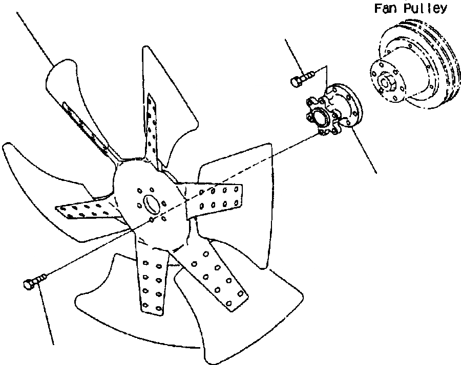 Схема запчастей Komatsu PC400LC-6LK - ВЕНТИЛЯТОР ОХЛАЖДЕНИЯ ДЛЯ MM DIAMETER ШКИВ ДВИГАТЕЛЬ