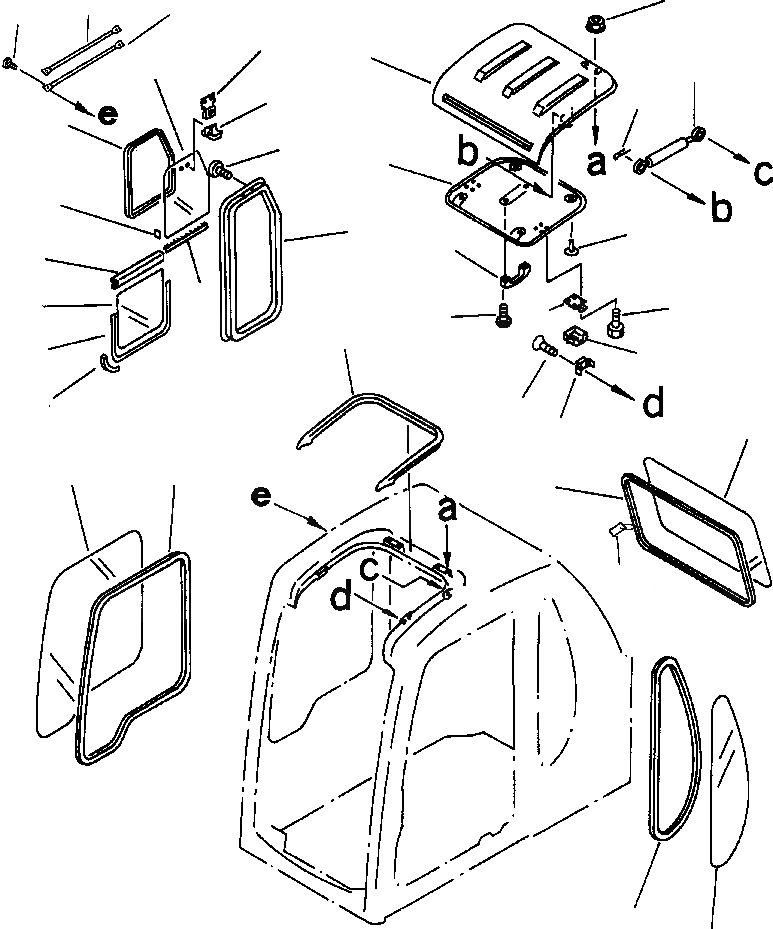 Схема запчастей Komatsu PC400LC-6LK - FIG NO. K-A КАБИНА ОКНАS И КРЫША ВЕНТИЛЯТОРILATION КАБИНА ОПЕРАТОРА И СИСТЕМА УПРАВЛЕНИЯ
