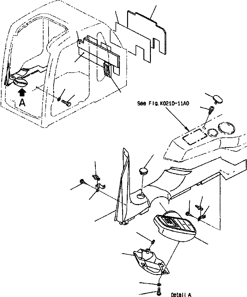 Схема запчастей Komatsu PC400LC-6LK - FIG NO. K-AA КАБИНА КРЫШКА ПАНЕЛИ С МОНИТОРОМ С КОНДИЦИОНЕРОМ КАБИНА ОПЕРАТОРА И СИСТЕМА УПРАВЛЕНИЯ