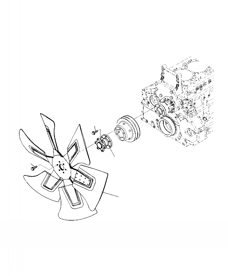 Схема запчастей Komatsu PC400LC-8 - A-AK ВЕНТИЛЯТОР ОХЛАЖДЕНИЯ (ВСАСЫВ. ТИП) ДВИГАТЕЛЬ