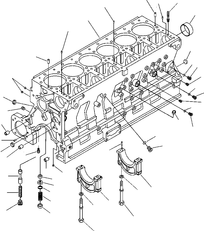 Схема запчастей Komatsu PC400LC-6LC - БЛОК ЦИЛИНДРОВ БЕЗ ДРЕНАЖ COVER ДВИГАТЕЛЬ