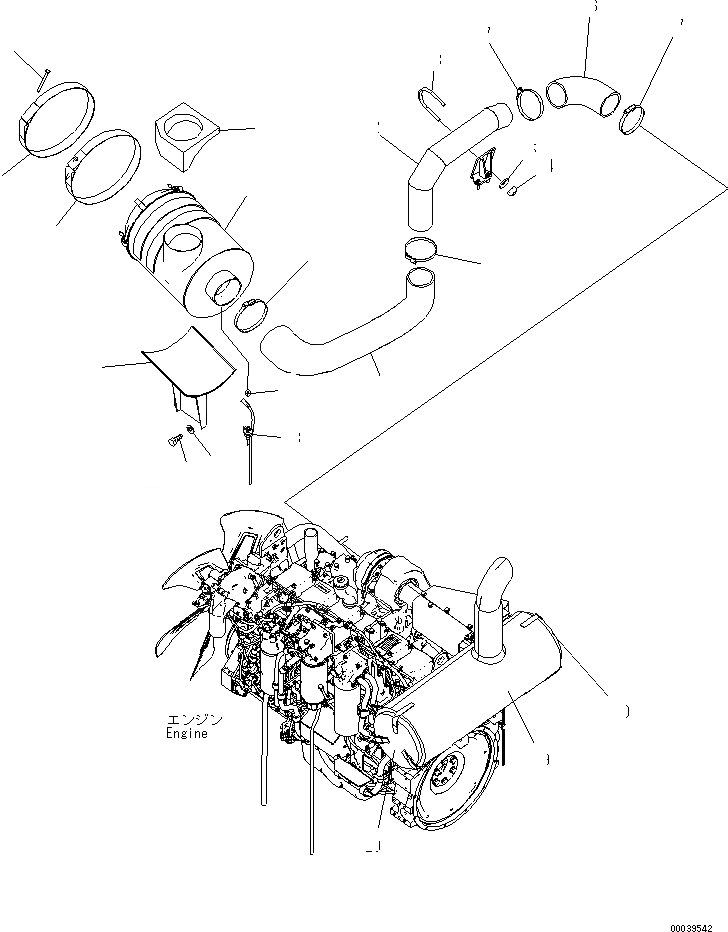 Схема запчастей Komatsu PC400LC-7E0 - СОЕДИНЕНИЯ ВОЗДУХООЧИСТИТЕЛЯ(С ПРЕФИЛЬТРОМ) КОМПОНЕНТЫ ДВИГАТЕЛЯ